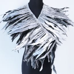 1 meter Rooster Chicken Feather Tail Trims Fringe Gold Silver Fazant Veren voor kostuum feestkleding naaien Decor Plume
