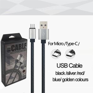 1 meter USB-kabels Micro Type-C Data Sync Charge Cell Telefoonlijn met pakket voor Samsung LG HTC-kabel