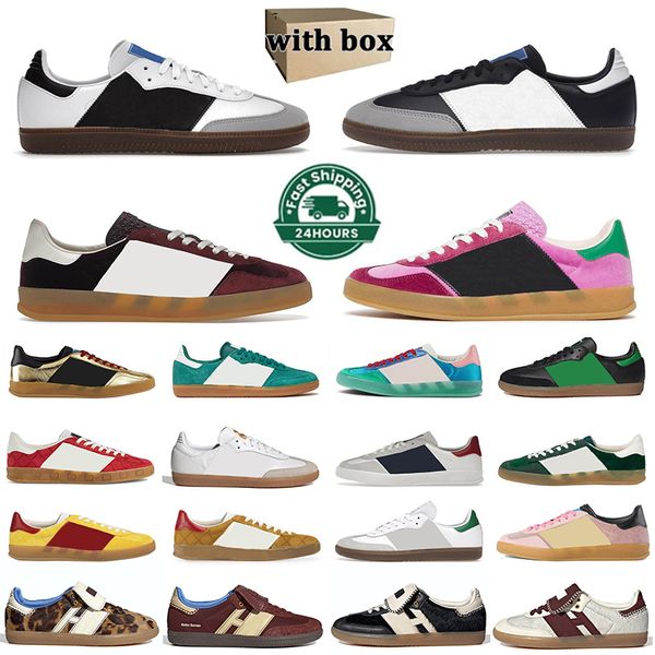 2024 con caja Zapatos casuales Blanco Negro Vegano Deportivo Rico Azul Monograma Rojo Bliss Rosa Púrpura Terciopelo Gales Bonner Gazelle Interior Mujeres Hombres Zapatillas de deporte Tamaño 36-45