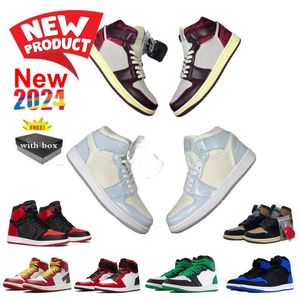 Tiki Leaf 1 Mid Dark Mocha 1s Yellow Ochre basketbalschoenen Green Glow 1 2024 nieuwe schoen met doos Chicago Lost and Found-sneakers Olive Toe Bred Reverse Panda