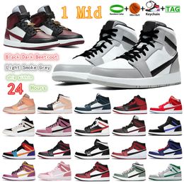 1 Mid chaussures de basket-ball pour hommes Blanc Noir Rose Loup Gris Aluminium UNC baskets pour hommes bleu royal profond Kentucky Blue Barcelona femmes bottes formateurs