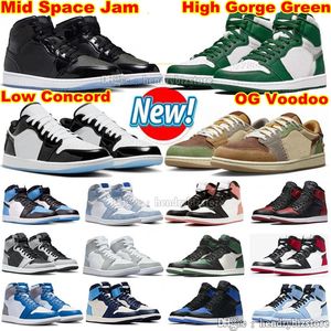 Mid Space Jam Low Concord Basketball Chaussures Hommes High Palomino Gorge Green Zion Williamson Voodoo Stain Black Toe Wolf Gris Blanc Cement Jack Sneakers True Blue With Box