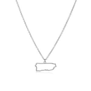 1 Overzicht Noord -Amerikaanse Puerto Rico Island Kaartketting Ketting Hollow Staat Geografie Country Stad Woonplaats Souvenir Ketting Sieraden