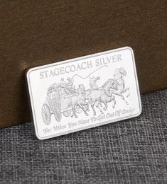 1 oz American Stagecoach Silver Bar High Quality 999 Gold Bullion Silvercoin non magnétisme Collection de cadeaux de vacances Craft9476383