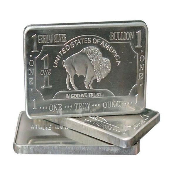 Barra de lingotes de plata alemana fina 999 de búfalo americano de EE. UU. de 1 onza troy de 1 oz 221i