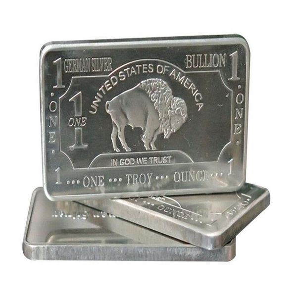 Barra de lingotes de plata alemana fina 999 de búfalo americano estadounidense de 1 onza troy de 1 oz 257K