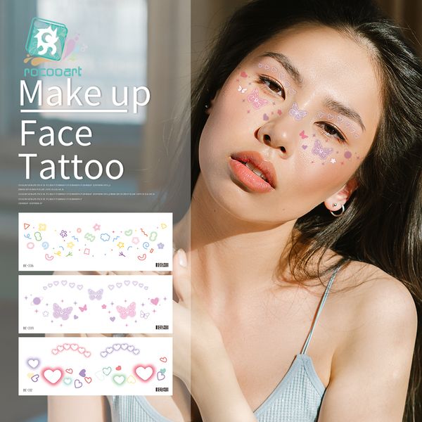 1 paquete Face Flash Tattoo Festival Party Body Sweet Face Art Tattoo Sticker Calcomanías para ojos Sombra de ojos Corrector de pecas Patrones de puntos