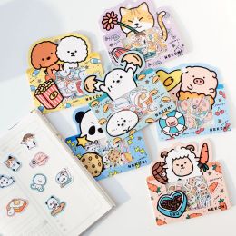 1 paquete Importación coreana Nekoni Animales originales Ilustraciones Pegatizas de estilo de estilo Peglante de papelería de bricolaje