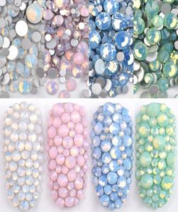 1 pack Multi Size SS4SS20 Opal Nail Rignestones Bottom Plat Bottom Crystal en verre Crystal Gems For DIY Gel UV 3D Nail Art Decorations 4200510