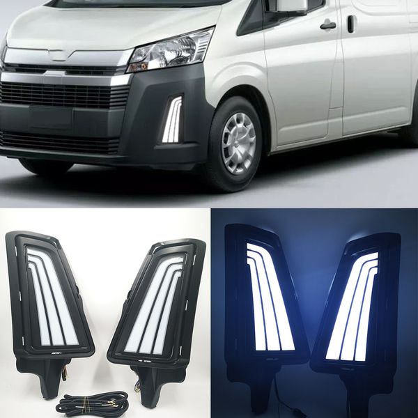 1 paire 12V voiture LED DRL feux diurnes antibrouillard décoration avec clignotant fluide pour Toyota NEW Hiace 2019 2020 2021