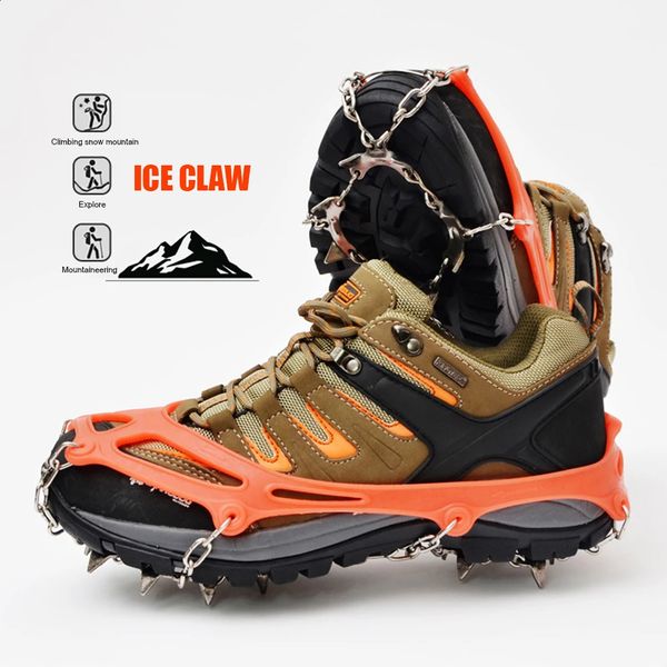 1 paire 13 dents antidérapantes Crampons d'escalade en plein air hiver glace neige sur chaussures couverture pince Crampons avec sac de rangement 240125