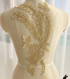 1 paar/2 -delige grote gouden bruiloftskleding Haaraccessoire kanten applique bloemen motief Venises Golden Venice Applique Diy Accessoire