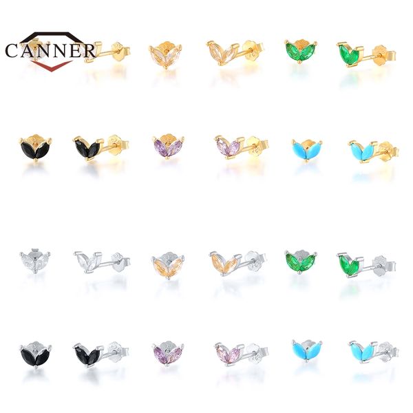 1 paire 925 boucles d'oreilles en argent Sterling oeil de cheval Zircon coloré pour les femmes Piercing bijoux fins Pendientes