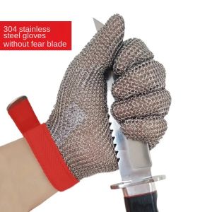 1 paire de gants de protection Anti-coupure en fil d'acier, cisailles Anti-électriques pour machines d'abattage, gants à anneau en acier inoxydable de qualité 5