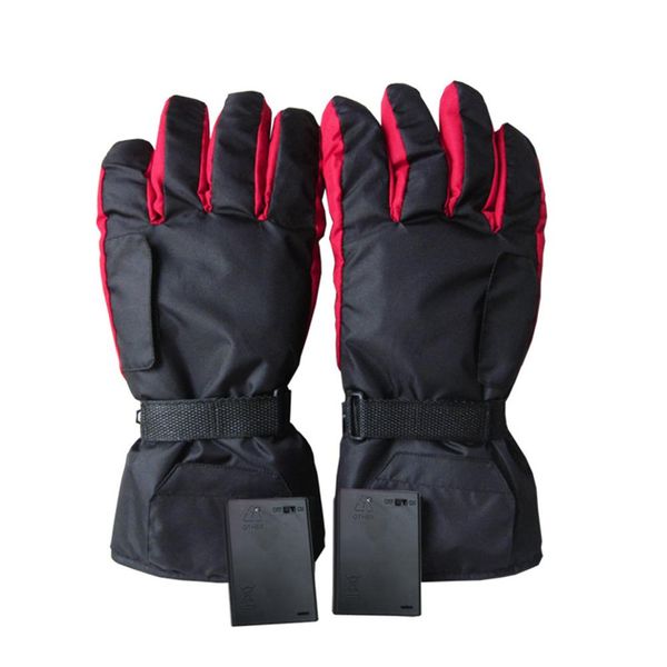 1 par de guantes de esquí con calefacción de fibra de carbono y batería, caja de batería, guantes eléctricos para montar, calefacción continua inteligente