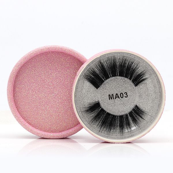 1 paire / boîte 100% pur à la main transparent tige transparente des cils de protéine de soie naturelle naturelle Faux cils pour les yeux avec boîte cadeau rose