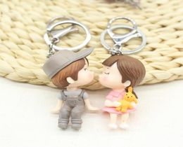 1 paire garçon fille dessin animé poupées porte-clés porte-clés pour les Couples amoureux mignon voiture clé chaîne porte-anneau femmes sac charme pendentif 7808810