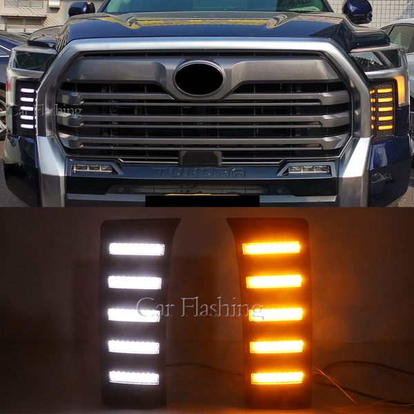 1 paire de voitures LED LEUR DOUR DOUR LE TOYOTA TUNDRA 2022 2023 Relais de signal de virage dynamique DRL DRL FOG LAMP DECORAGE