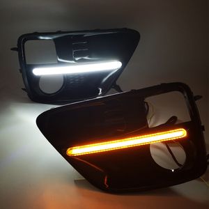 Luz LED de circulación diurna DRL para coche, 1 par, para Subaru WRX STI 2015 2016 2017, relé de estilo intermitente amarillo, cubierta de bisel antiniebla 3146