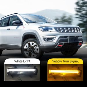 1 paire voiture LED DRL pour JEEP Compass 2017 2018 2019 2020 Daytime Light Light avec le feu de virage jaune