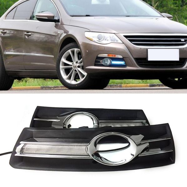 1 par de luces LED DRL de circulación diurna para coche con cubierta de luz antiniebla para VW PASSAT CC 2009 2010 2011 2012 20137340063