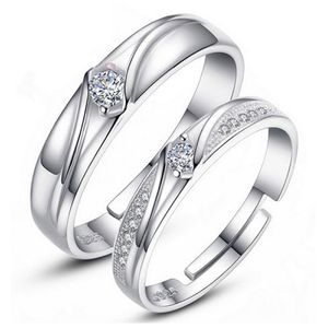 1 par chapado en cobre platino anillo de pareja de arco redimensionable curva de circón de alta calidad tamaño ajustable anillo de compromiso boda hombres mujeres Festival regalo joyería para dedo