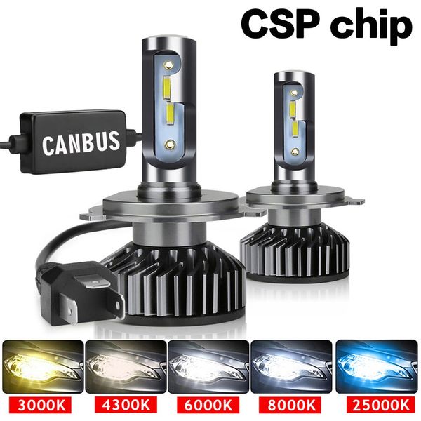 1 par de bombillas LED para faros delanteros de coche CSP H4 H7 H8 H10 9012 H11 H27 9005 HB3 9006 HB4 4300k 6000k 8000k