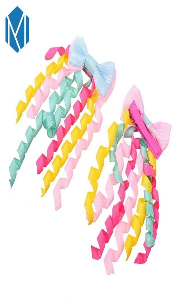 1 paire mignon filles aléatoires Clips de cheveux Bow Ponytail Solder caoutchouc coloré ruban coloré rouleau élastique bandes de cheveux gum pour cheveux4497512