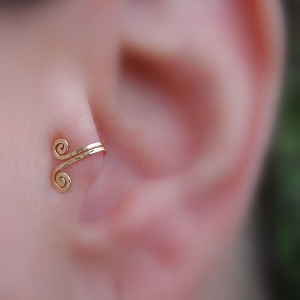 1 paire de faux piercing tragus clip-on vis arrière nez anneau 14k or jaune rempli manchette oreille manchette-tragus boucle d'oreille