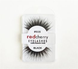 1 Paar valse wimpers Red Cherry Women Make -up 100 echt menselijk haar dik 3d populaire rommelige natuur oog zwarte handgemaakte wimpers extens1693341
