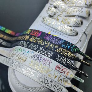 1 paire de lacets de chaussures plats lacets de basket-ball de fleur de cajou pour baskets impression peinte à la main lacet de sport Shoestrings 240321