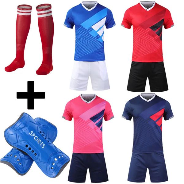 1 par de espinilleras y calcetines de fútbol para hombres y niños, conjunto de camisetas de fútbol personalizadas, conjunto de Jersey para niños, ropa deportiva, pantalones cortos Unifor 240306