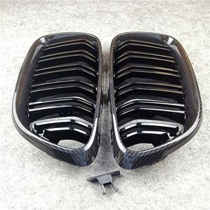 1 paar Glanzende zwarte voorste kap grille grille grills abs m kleur gaas nierroosters voor F22 F23 2014 dubbele lijnraces grill