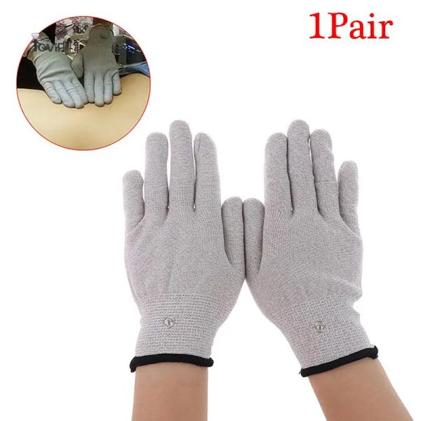 1 paire Gants Gants conductrices en fibre argentée Electrode Thérapie Gants Gants Unité d'électrothérapie pour la thérapie phycal