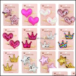 1 paire dégradé couleur paillettes étoile à cinq branches amour pinces à cheveux mignon bébé fille épingles à cheveux Ts203 livraison directe 2021 accessoires bébé enfants tapis