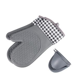 Siliconen schaal keukenovenwantenset Gebakgereedschap Hittebestendige handschoenen voor BBQ Kookset Bakken Grillen Barbecue Magnetron Hot Mitt Set 1222550