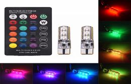 1 paire résistante à la chaleur Ultra Bright T10 6 LED 5050 RVB Multi couleurs Lumière étanche des lumières de voiture DC 12V1411294