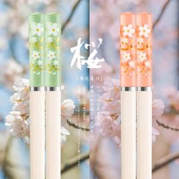 1 par de altas temperaturas resistentes a la alta temperatura Chopsticks Sakura Sakura Reutilizable para guardaespaldas