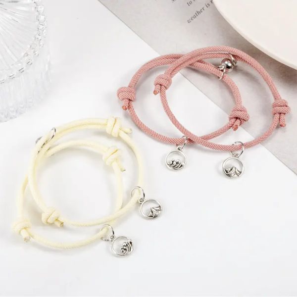 1 par de imanes de estilo Ins que atraen a parejas pulseras trenzadas simples de moda regalo de joyería para mujeres y hombres al por mayor