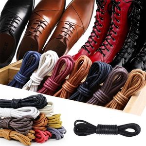 1 paire de lacets en cuir lacets cirés pour chaussures lacets de botte en coton solide cordes imperméables rondes sport course corde lacet de chaussure 220713