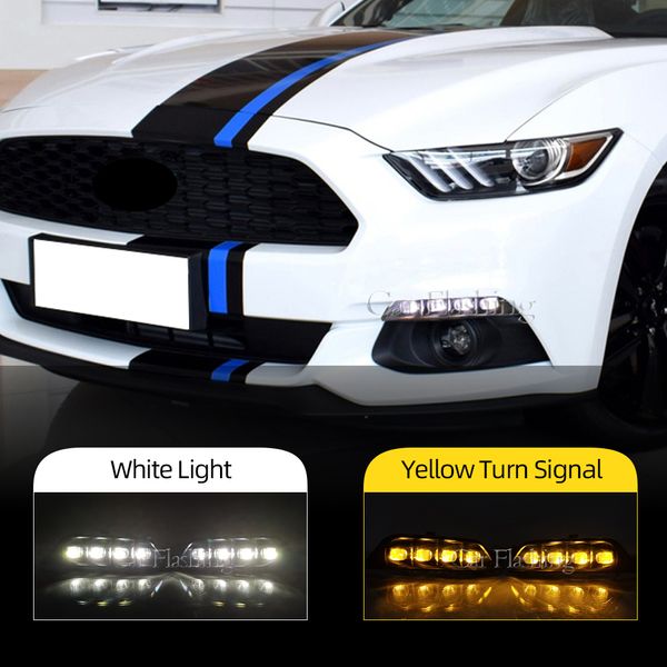 1 paire LED Daytime Running Light pour Ford Mustang 2015 2016 2017 Imperm￩able indicateur de signal de virage jaune imperm￩able