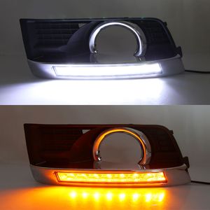 1 Paar LED Daytime Licht LED DRL met Geel Draaiende Lichten Mistlamp Cover voor Cadillac SRX 2012 2013 2014 2015 2016