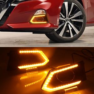 1 LED Paire éclairage diurne étanche voiture 12V LED DRL brouillard lampe avec le style Turn Signal Relais pour la Nissan Altima 2019 2020 Teana