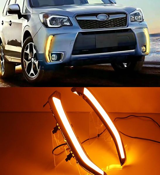 1 paire LED feux diurnes DRL lumière du jour étanche jaune lampe de signalisation pour Subaru Forester 2013 2014 2015 2016 2017 20181595757