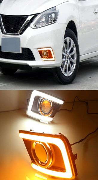 1 paire LED DRL Daytime Running Light Driving Fog Lamp Lights with Turn signal jaune pour Nissan Sentra Sylphy 2016 2018 2018 20199254738
