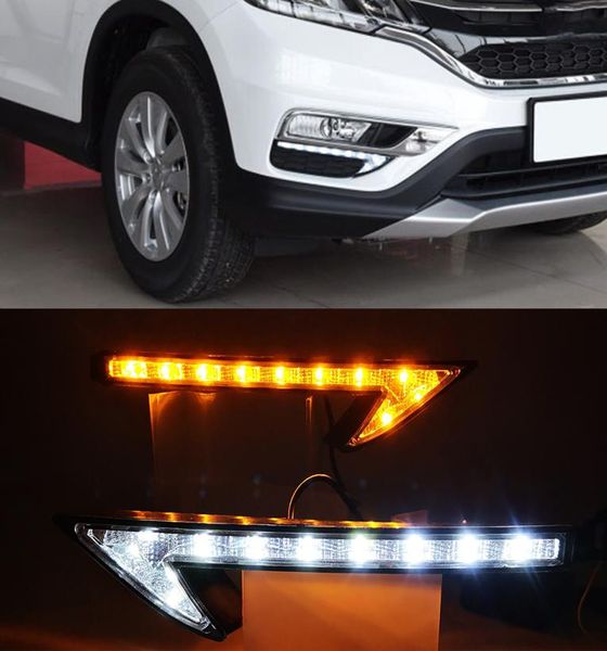 1 paire de feux diurnes LED DRL avec clignotant, fonction jaune, lumière du jour pour Honda CRV CRV 2015 20161894251