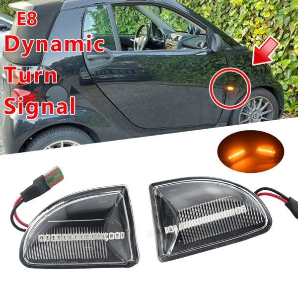 1 paire LED LED Dynamic Car Blinker Miroir latéral Marqueur Signal Turn Signal Lights Accessoires pour Smart Fortwo 451 MK1 MKII 2007-2015