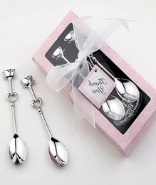 1 paire d'amour café boire cuillère en acier inoxydable cuillère à café douche nuptiale mariage faveurs de fête amant Valentine039s cadeau 4821382