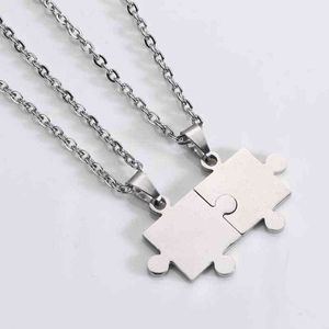 1 paar minnaar gepaard puzzel hanger kettingen voor vrouwen mannen nieuwe mode roestvrij staal paar ketting vriendschap sieraden geschenken G1206