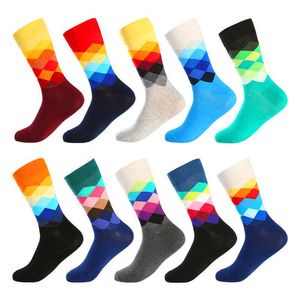 1 paire mâle marée marque hommes coton chaussettes dégradé couleur printemps été style longue chaussette de mariage hommes genou haute chaussettes d'affaires Sox X0710